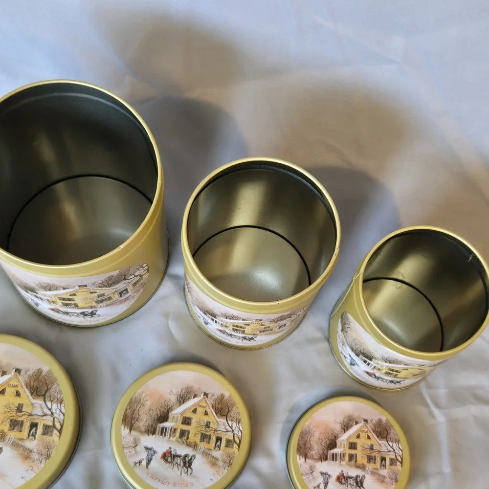 Currier & Ives three canisters